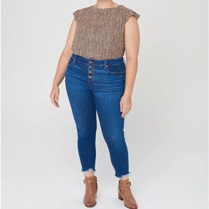 LOFT Plus High Rise Chewed Hem Skinny Jeans NWT